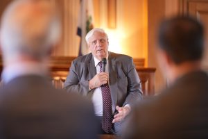 Justice again defends his tax plan, opposes Amendment 2 during address at Independence Hall in Wheeling